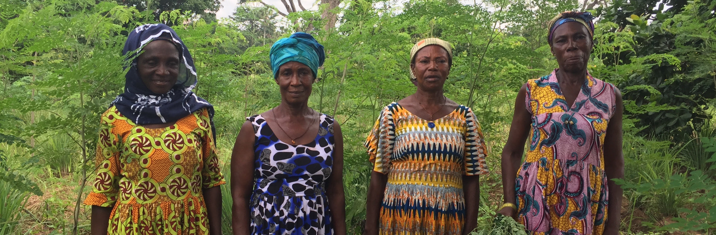 Four woman in bright clothing