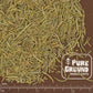 Dry rosemary herbs on a brown background with 'Pure Ground Ingredients' label